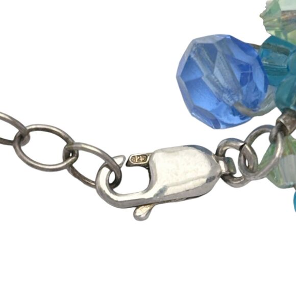 Vintage Sterling Silver 925 Freshwater Pearl Crystal Bead Bracelet 5.5"-6.75" - Picture 2 of 5